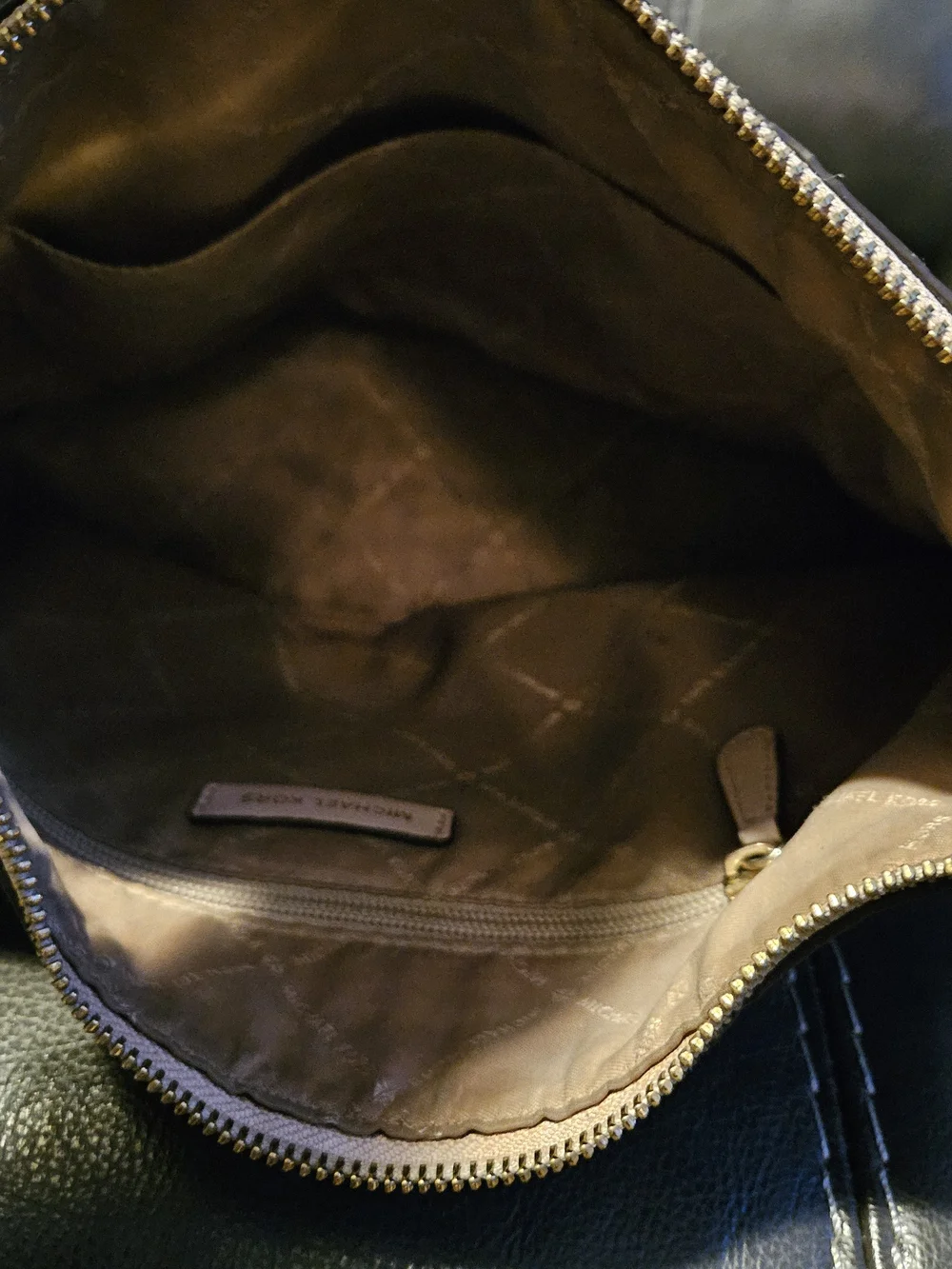 Michael Kors Shoulder Bag with Pale Pink Panel and Dark Brown Trim
